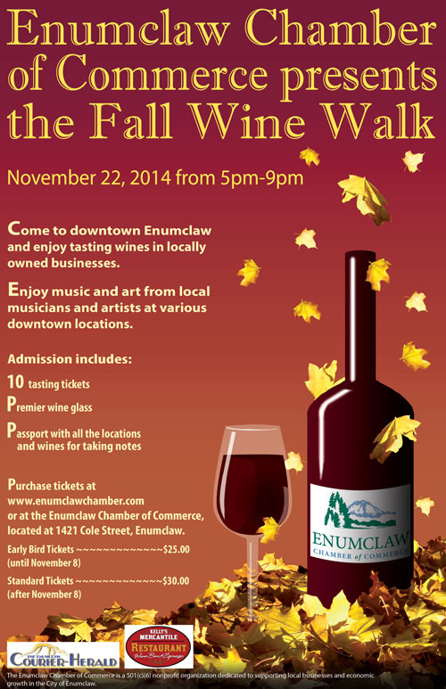 Poster for Enumclaw Chamber of Commerce Fall Wine Walk created in Photoshop