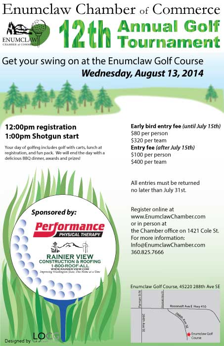 Poster for Enumclaw Chamber of Commerce Golf Tournament created in Illustrator