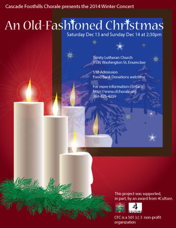 Poster for Cascade Foothills Chorale Christmas Concert created in Illustrator